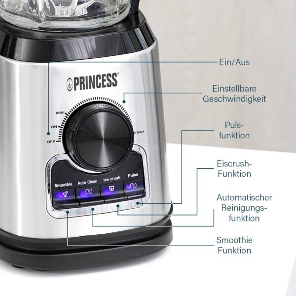 BATIDORA DE VASO PRINCESS BLENDER SOLID PRO 212094, 1400 W, 1.7 l, Inox - Imagen 5